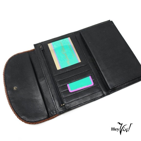 Vintage Michael Stevens Black Leather Wallet Multifunctional 7"x4.5" - Hey Viv - Picture 4 of 6